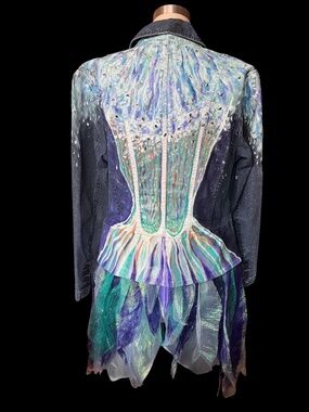 Custom Painted Talbot Stretch Mermaid Denim Jacket size 10